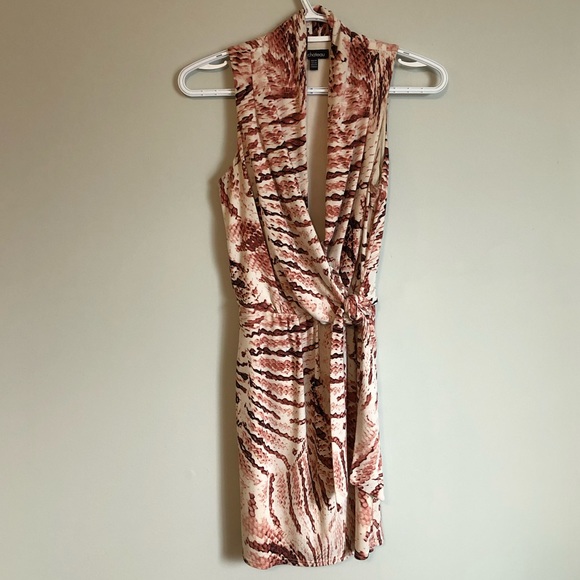 Le Chateau Pink Snake Print Wrap Dress - Picture 3 of 5